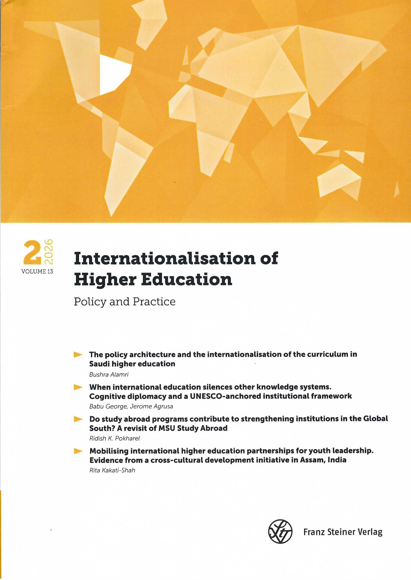 Naslovnica revije Internationalisation of Higher Education, l. 2026, št. 1, 2
