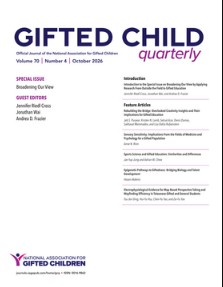 Naslovnica revije Gifted Child Quarterly, letn. 70 (2026), št. 4